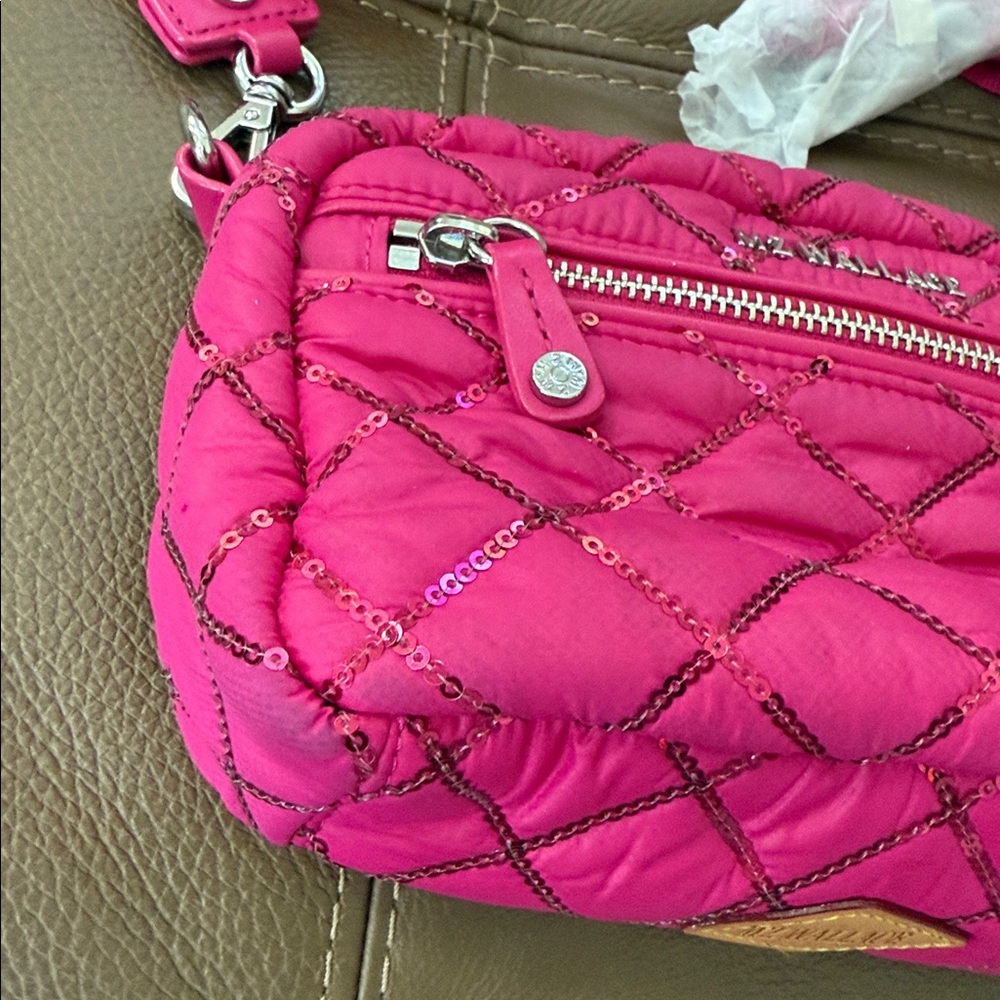 MZ Wallace pink with sequins crossbody bag - Picture 3 of 11